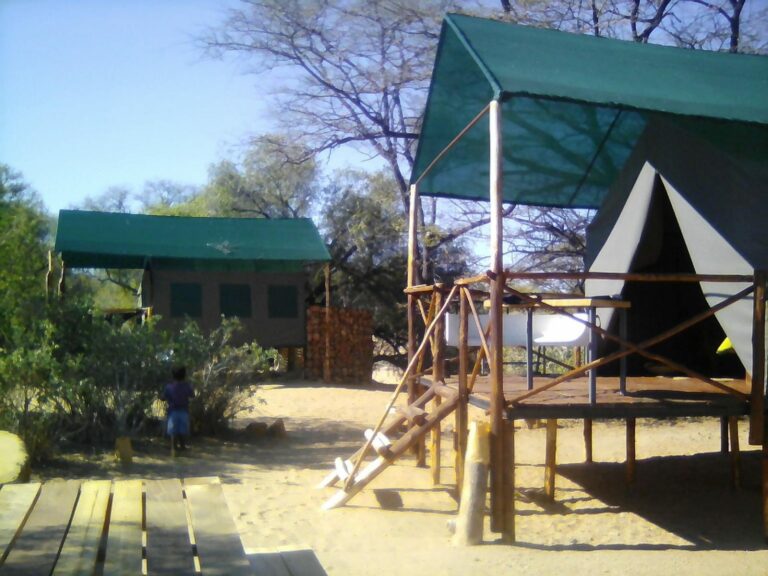 Spitzkoppe Mountain camp – raised canvas tent with a shaded deck