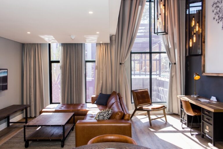 The Weinberg Windhoek – loft suite lounge and windows