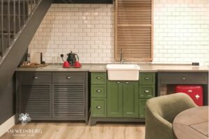 The Weinberg Hotel – suite kitchenette with green cabinets