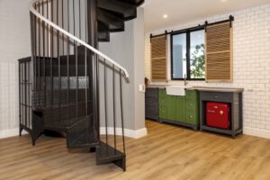 Windhoek boutique hotel – spiral staircase beside kitchenette