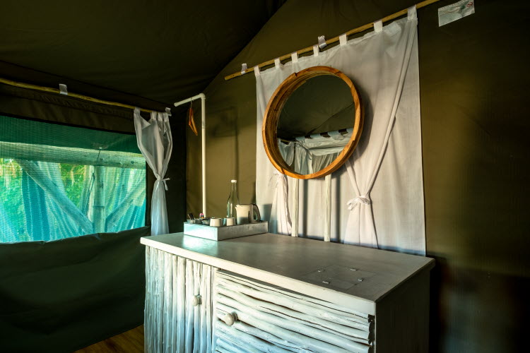 UrbanCamp Windhoek – washbasin inside comfort tent