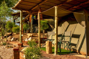 UrbanCamp Windhoek – private tent veranda and chairs