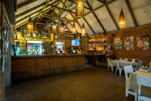 central Windhoek campsite – indoor bar and café counter