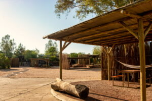 UrbanCamp – shaded campsite seating area
