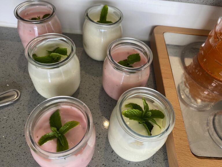 @ The Sea Boutique Guesthouse – individual yoghurt jars with mint