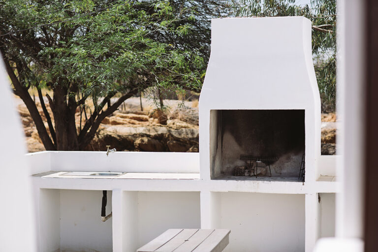 Grünau accommodation – private outdoor braai fireplace