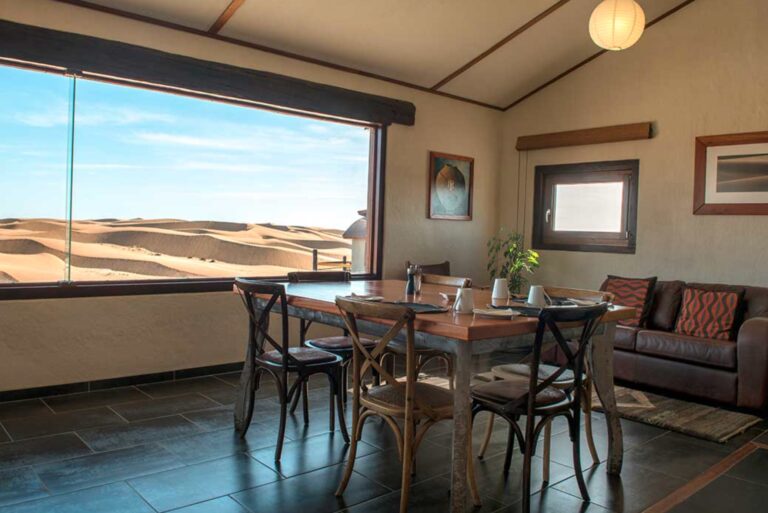 Desert Breeze accommodation – window-side breakfast table