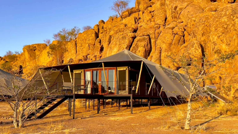 Premium tent among granite boulders at Twyfelfontein Adventure Camp