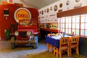 Vintage Shell display in the Canyon Roadhouse restaurant