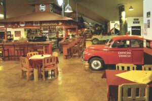 Canyon Roadhouse dining room with transport memorabilia at this Gondwana Collection Namibia lodge