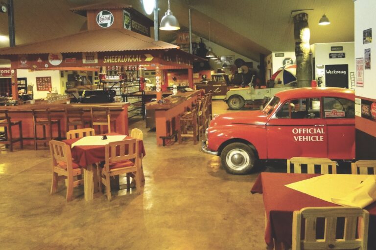 Canyon Roadhouse dining room with transport memorabilia at this Gondwana Collection Namibia lodge