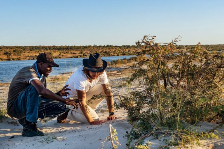 Guided nature walk at Chobe River Camp beside the river in Namibia