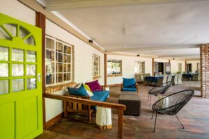 Covered guest lounge at Damara Mopane Lodge accommodation