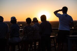 Damara Mopane Lodge guests watching the sunset from the viewpoint