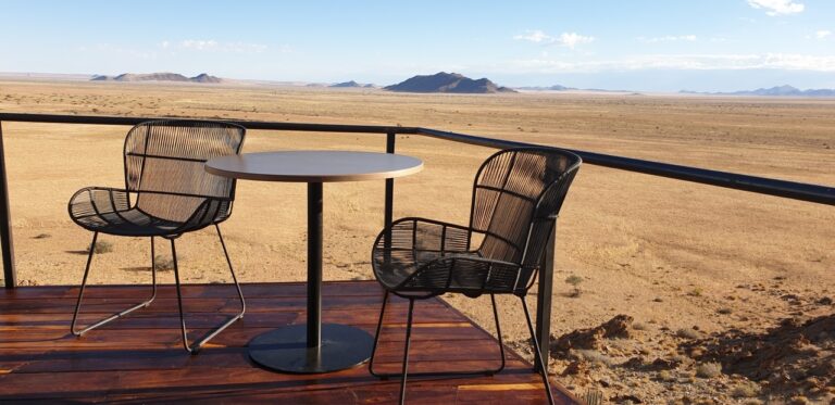Private terrace seating overlooking the Namib Desert