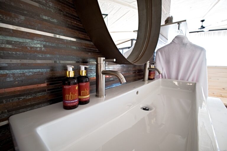 Desert Whisper bathroom with freestanding bath and amenities