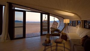 Desert Whisper bedroom and lounge overlooking the plains
