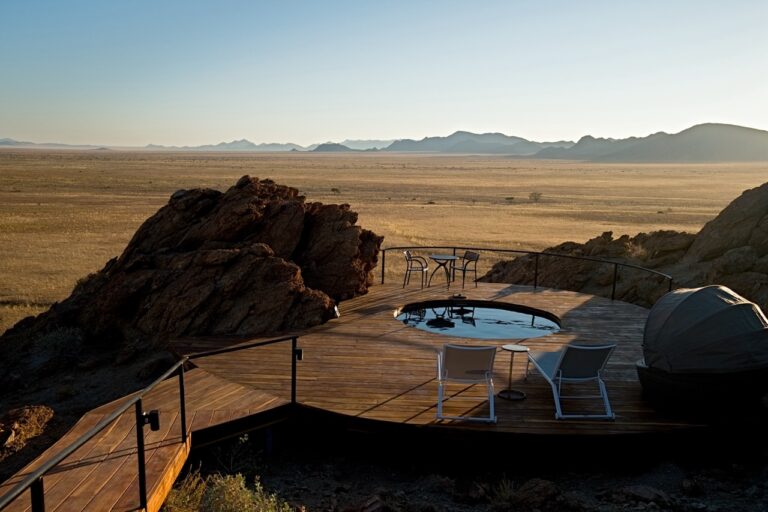 Plunge pool terrace at Desert Whisper accommodation