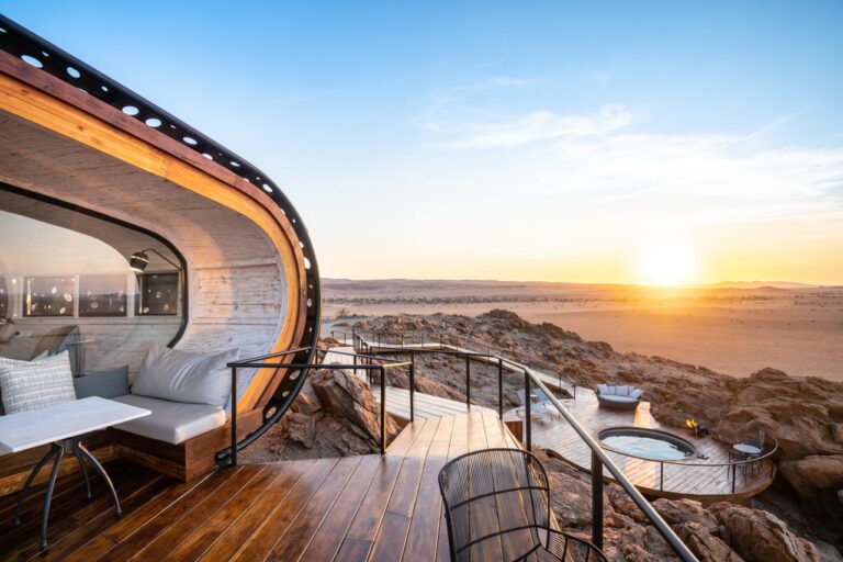 Desert Whisper terrace and plunge pool at sunrise