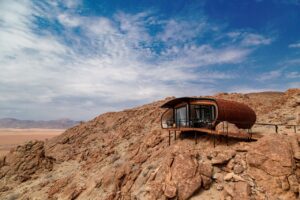 Desert Whisper retreat built into a rocky Namib hill