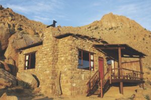 Rustic stone exterior at Eagles Nest Chalets