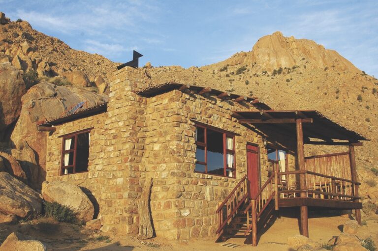 Rustic stone exterior at Eagles Nest Chalets