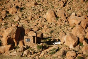 Eagles Nest chalet integrated into a rocky hillside