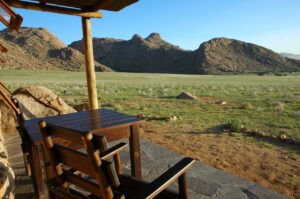 Private veranda overlooking the plains at Eagles Nest Chalets