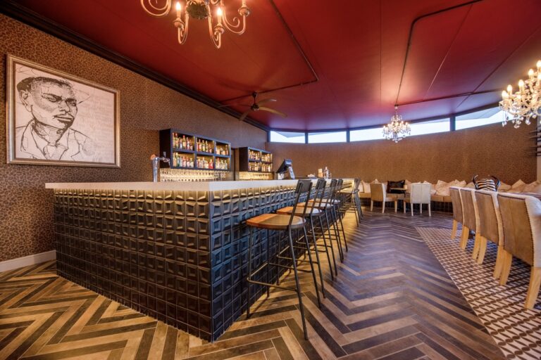 Bar counter and seating at King Nehale accommodation