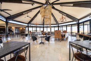 Restaurant interior overlooking the plains at Etosha King Nehale