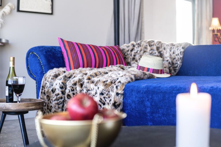 Colourful bedroom seating detail at Etosha King Nehale
