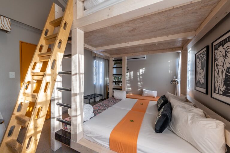 Family chalet with bunk beds at Etosha Safari Camp