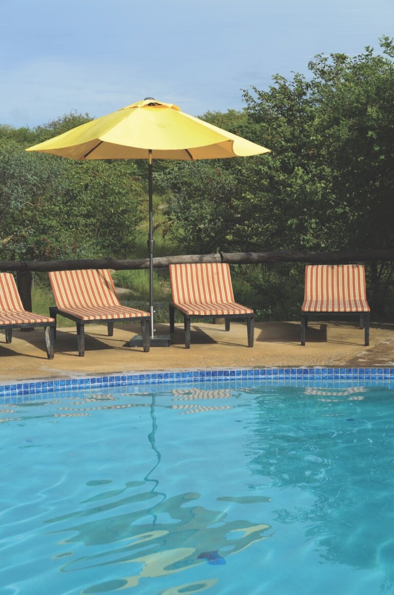 Poolside loungers at Etosha Safari Camp