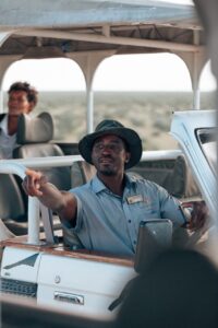 Guide leading a drive from Etosha Safari Camp
