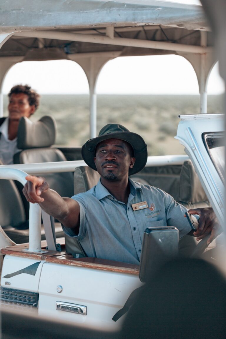 Guide leading a drive from Etosha Safari Camp