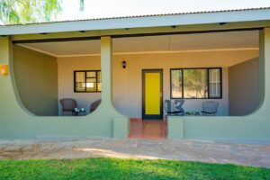 Covered bungalow veranda at Namib Desert Lodge