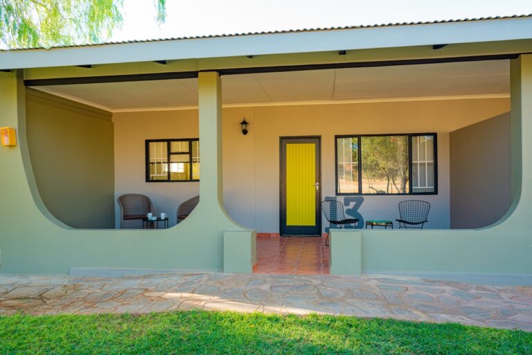 Covered bungalow veranda at Namib Desert Lodge