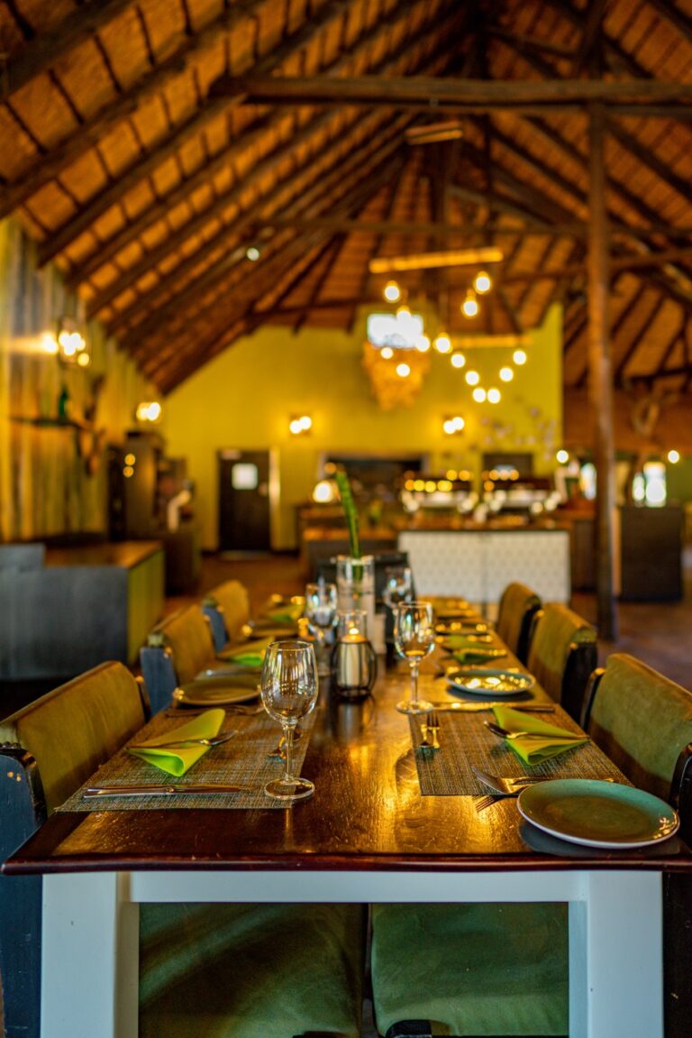 Restaurant buffet and seating at Namib Desert Lodge
