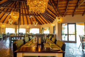 Restaurant tables prepared at Namib Desert Lodge