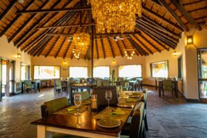 Thatched restaurant and bar at Namib Desert Lodge