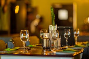 Dinner table setting at Namib Desert Lodge