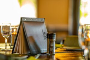 Menu and table setting at Namib Desert Lodge