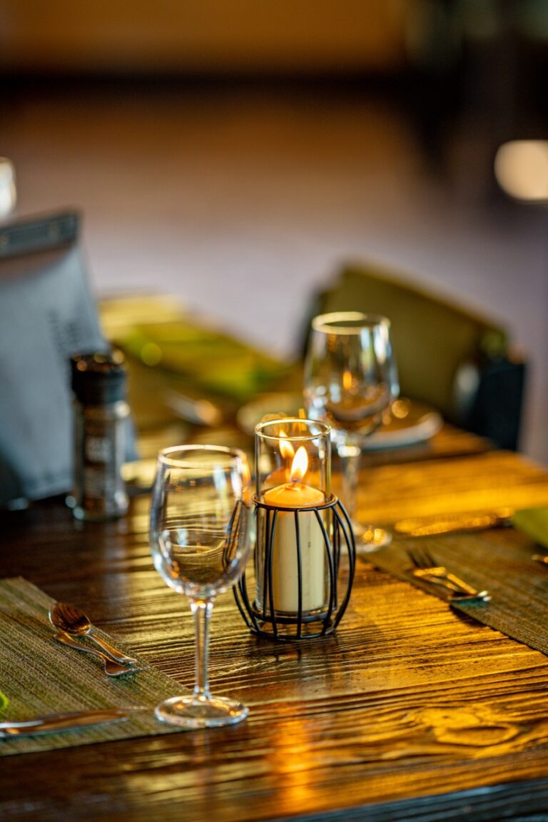 Restaurant place setting at Namib Desert Lodge