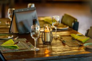 Prepared dinner table in Namib Desert Lodge