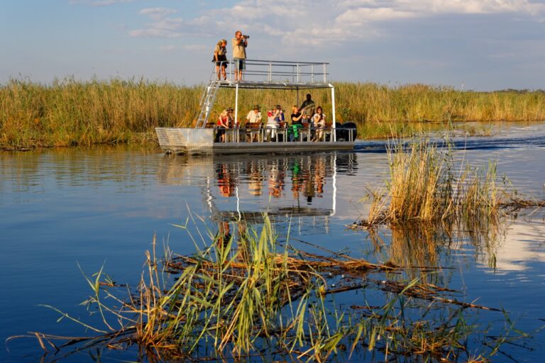 Guests exploring the Kwando waterways by boat