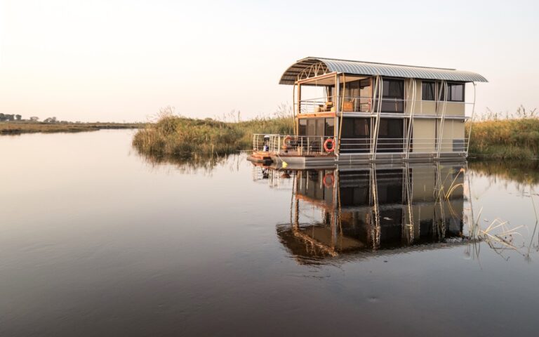 Namushasha River Villa reflected in the water