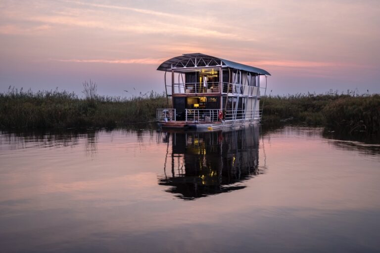 Namushasha River Villa at sunset on the floodplain