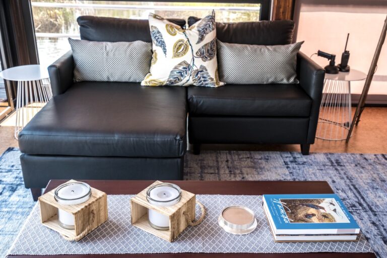 Lounge seating in the private river villa