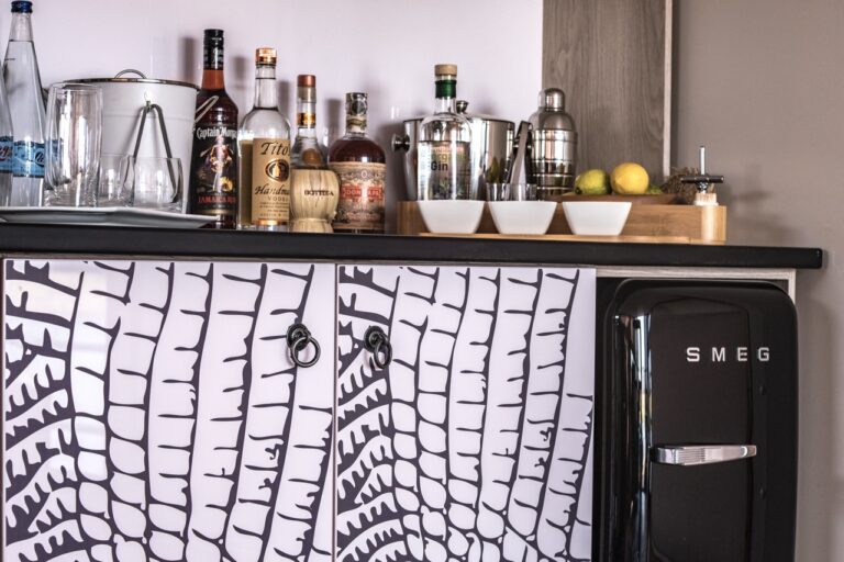 Private bar and drinks station at Namushasha River Villa