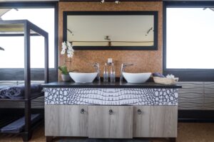 Double vanity in the Namushasha River Villa bathroom